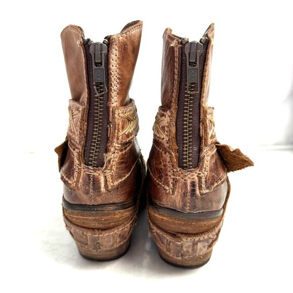 Corral Tan Leather Women's Short Ankle Boots Booties Size 6.5 - Picture 4 of 8